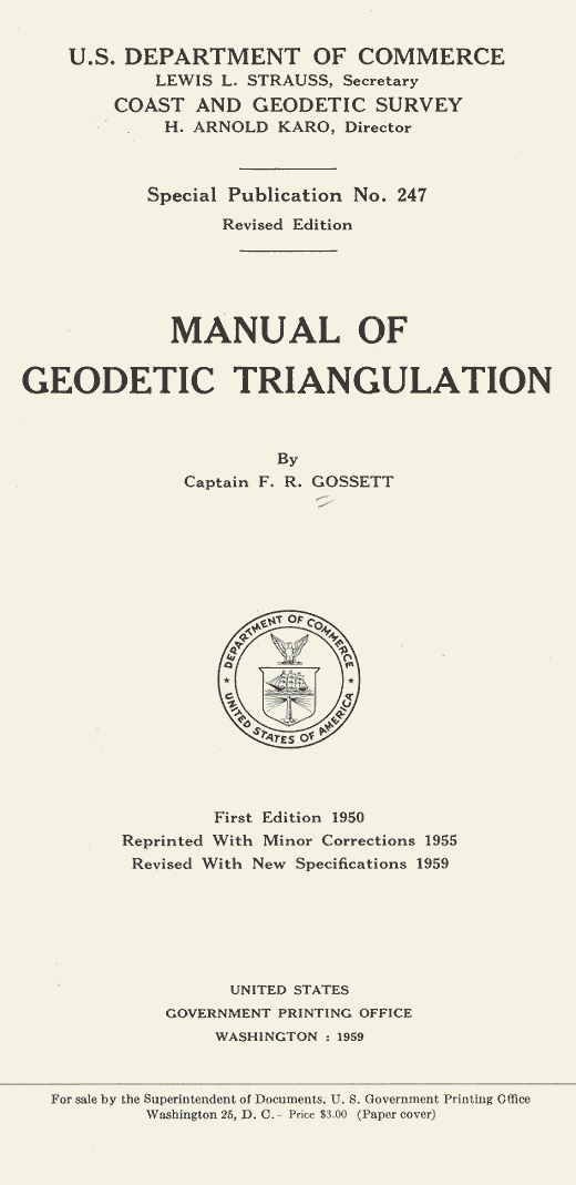 Manual of Geodetic Triangulation Manual of Geodetic Triangulation